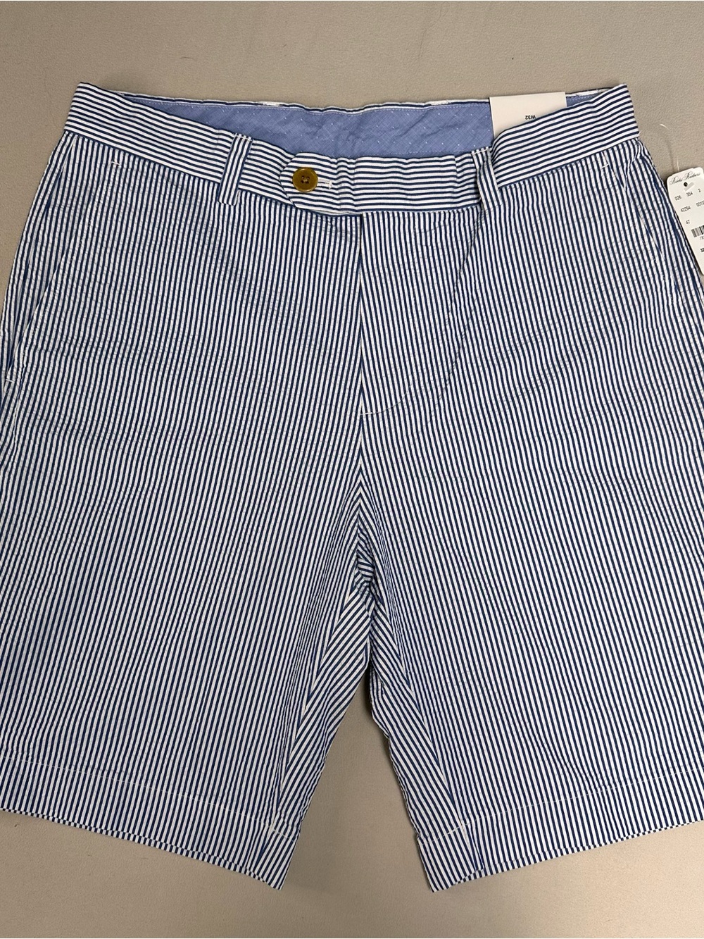 Brooks Brothers Navy and White Striped Seersucker Shorts NWT